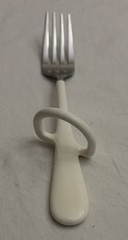Finger Loop Adaptive Utensils Fork & Spoon Vinyl/Stainless Steel EUC
