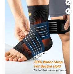 WHCOOL Ankle Brace, 7-Zone Compression Sleeve for Pain Relief & Recovery, Black