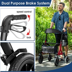 MAXWALK Portable All Terrain Foldable Outdoor Walker 10″ Wheels 300lb Senior USA