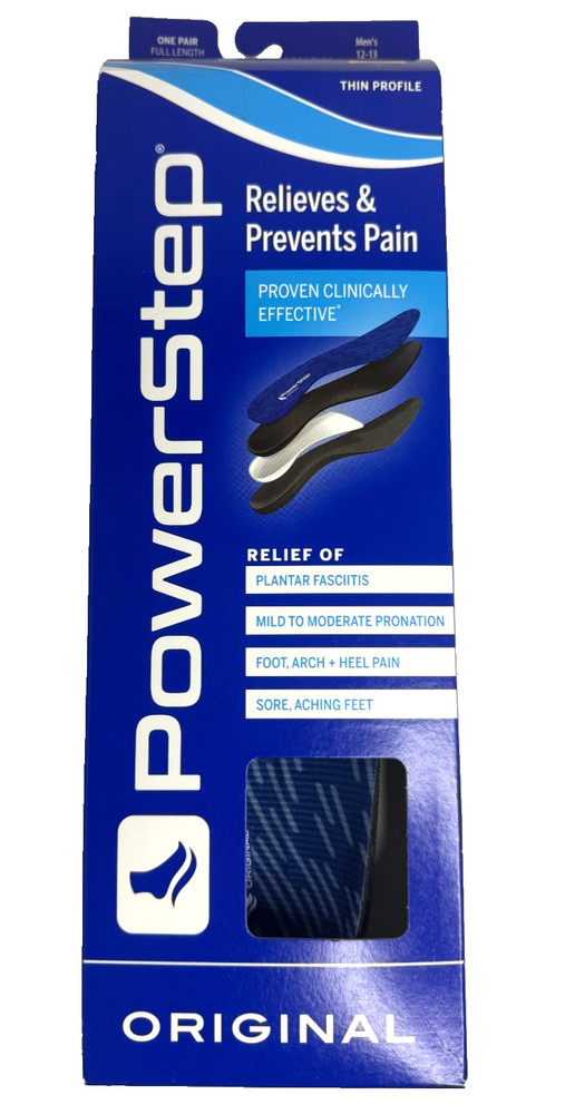 Powerstep Original Full Length Orthotics Arch Heel Support Insole Size I/J