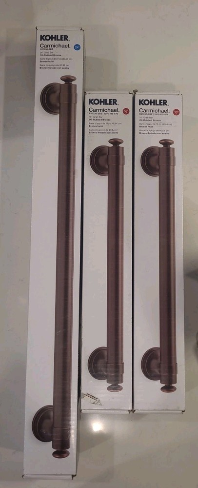 3 Kohler CARMICHAEL Oil-Rubbed Bronze Straight Wall Grab Bars (B1-CL)