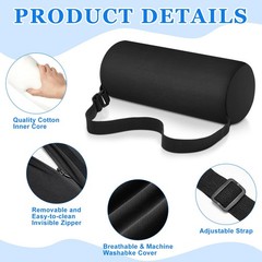 Wenqik 2 Pcs Lumbar Support Pillow Roll Lower Medium, Black