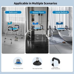Uimoso Sliding Tub Transfer Bench Shower Chair w/ 360 Degree Swivel Seat 400LBS