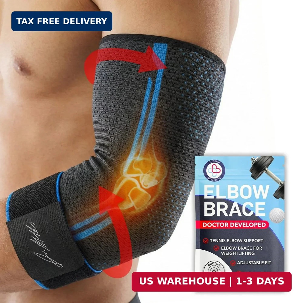 Doctor Developed Elbow Brace for Tendonitis and Tennis Elbow, Compression Sleeve