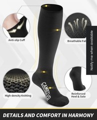 3 Pairs Cambivo Compression Socks -mens- Size XX-large Black NEW Cs60