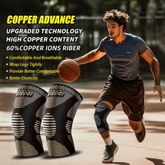 Copper Knee Brace Compression Sleeve Support Pads Men Women Joint Pain Sport Gym