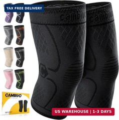 CAMBIVO 2 Pack Knee Braces for Women & Men, Knee Compression Sleeves for Knee Pa