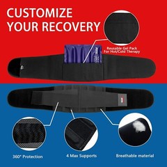 Hot/Cold Gel Pack Back Brace, Lumbar Support Back Pain Relief, Herniated Disc XL