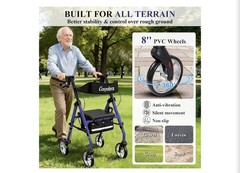 Cosydora HW-R402KD Rollator Walker with Seat, 15 lb Lightweight 8″ Wheels, Blue