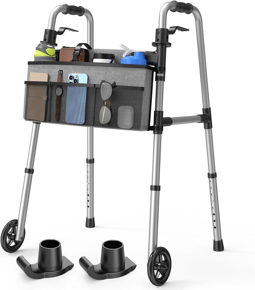 Folding Walker with Basket and Glide Skis, 5″ Wheels Lightweight Walker