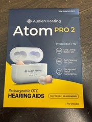 Audien ATOM PRO 2 Wireless Rechargeable OTC Hearing Aids New Sealed