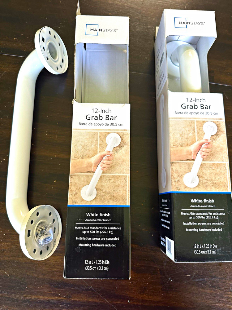 Mainstays 12 in Grab Bar White 500 lb ADA Compliant Concealed Mounting