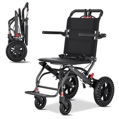 Lightweight Folding Portable Transport Wheelchair With Hand Brake Weight 16lbs