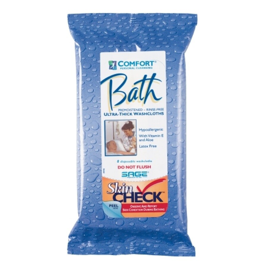 Comfort Bath Wipes, Clean Scent, 8 Count, 2 Pack (16 Total)