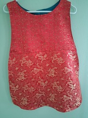 Oriental Flowers & Dragons, Adult Bib, Handmade , 35 1/2” by 21 ½”, reversible