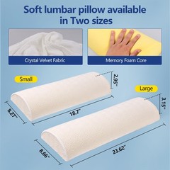 – 3.15″H*23.6″L – Soft Lumbar Pillow for Sleeping, Memory Foam Back Lumbar Cu…