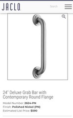 Jaclo 2624-PN 24″ Deluxe Grab Bar with Contemporary Round Flange Polished Nickel