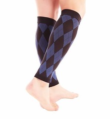 Calf Compression Sleeve Doc Miller 20-30mmHg Recovery Varicose Veins BLACK/BLUE