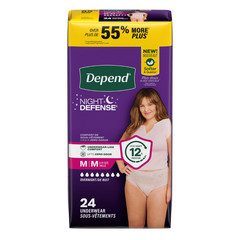(2 pack) Depend Night Defense Incontinence Underwear for Women L, 22 Count