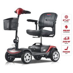 Four wheels Compact Travel Mobility Scooter with 300W Motor for Adult-300lbs RED
