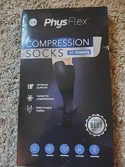 PhysFlex COMPRESSION SOCKS Stockings 20-30mmHg Size S/M Black for men or women