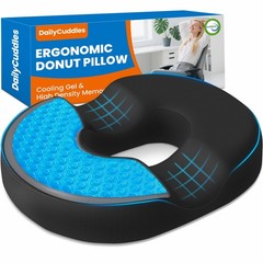 DailyCuddles Donut Pillow for Tailbone Pain, Hemorrhoids – Cooling Gel Memory…