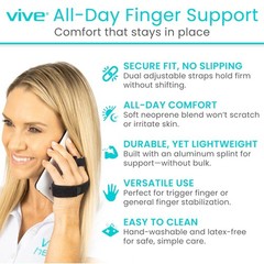 Vive Trigger Finger Splint Brace – Middle, Pinky, 1 Count (Pack of 1), Black
