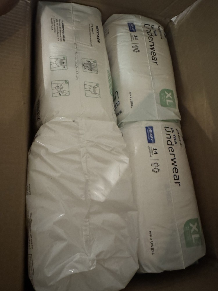 Box Of 4 McKesson UWBXL Unisex Adult’s Disposable Underwear, Size XL – White