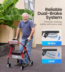 Z11 Rollator Walker with Seat, 380 lbs, Foldable All Terrain Lightweight