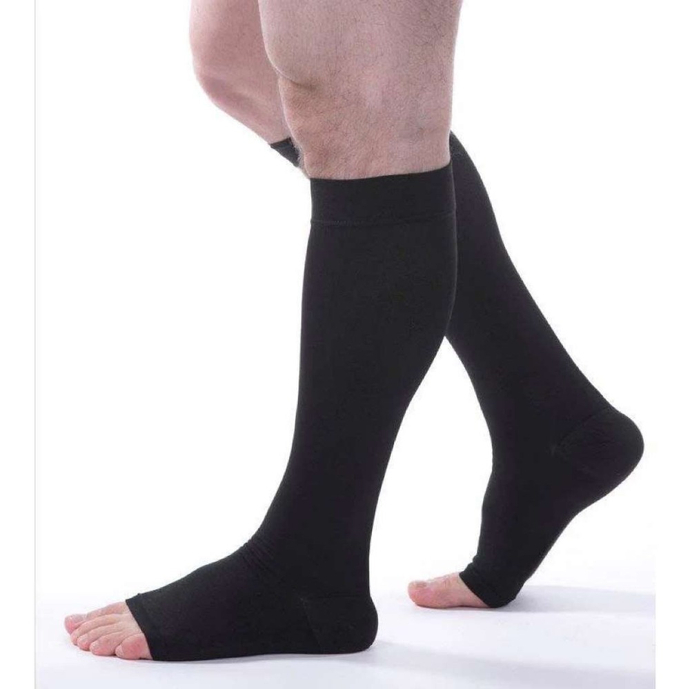 Allegro Knee Highs Open Toe Short Calf, XXX-Large 20-30mmHg (Black)