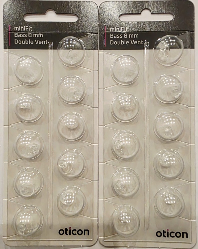 2 pack Oticon minifit (BASS 8 mm DOUBLE Vent) Domes 20 Domes / USA Fast shipper
