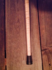 walking cane Bison Horn handle lathe taper figured Hickory shaft MADE IN THE USA
