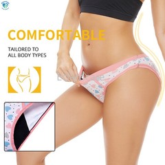 Girls‘ Low-Rise Sanitary Underwear Print 4Layer Leak-Proof Protection Absorbency