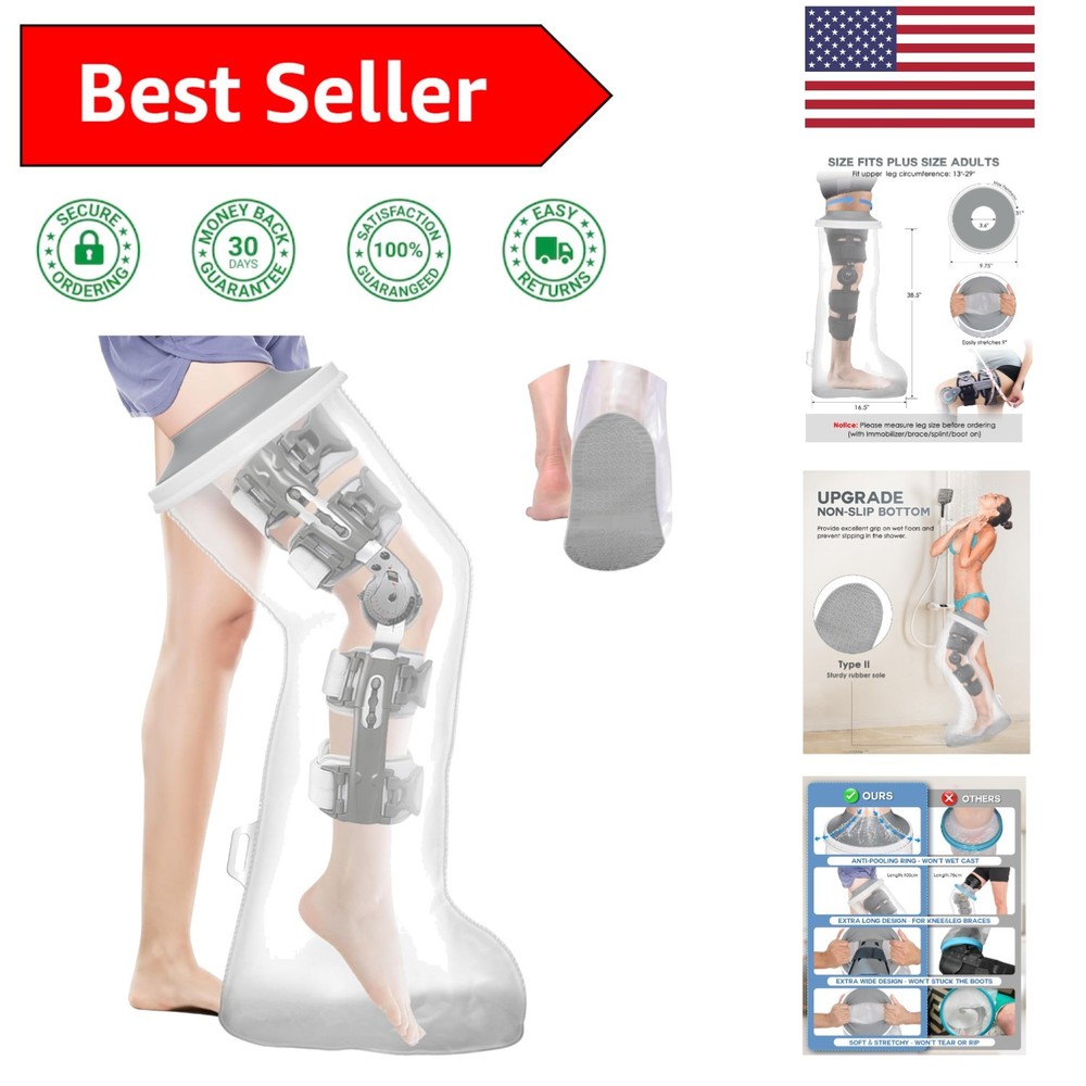 Reusable Extra Wide Full Leg Cast Protector – Non-Slip Design for Shower Safety