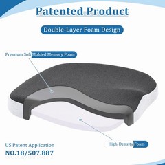 Molded Memory Foam Seat Cushion, Patent Dual-Layer Foam Design Office Chair P…