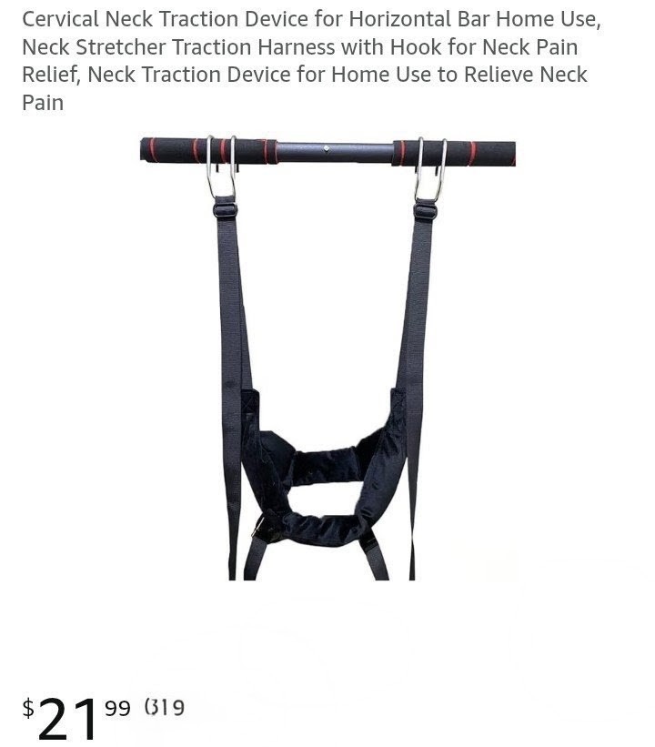 Cervical Neck Traction Device Neck Brace Pain Relief over Door Sleeves Stretcher