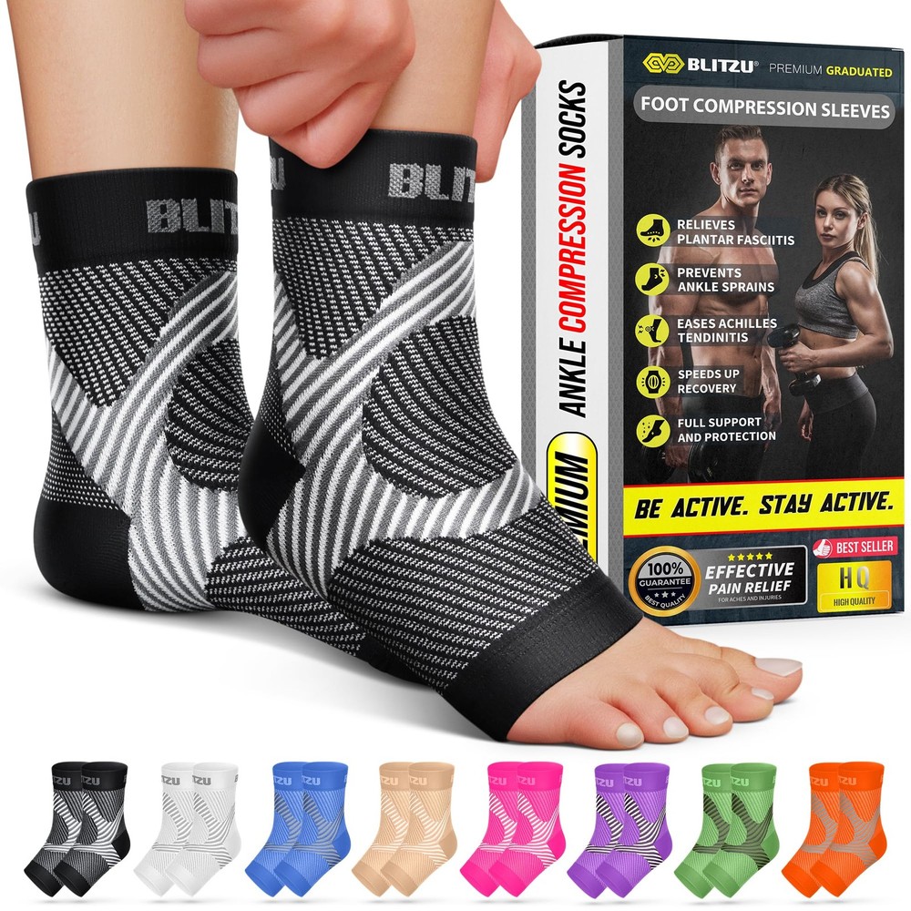 Compression Socks for Plantar Fasciitis, Large/X-Large (1 Pair), Black