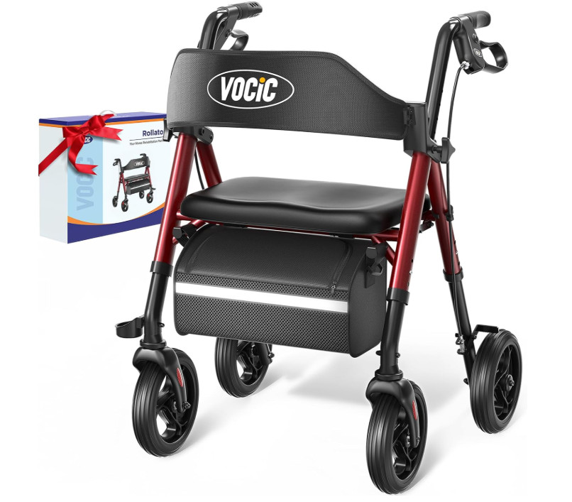 Walkers for Seniors, Z21 Rollator Walker with Seat Supports 350lb, 8″ Big Wheels
