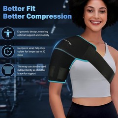 Comfytemp Shoulder Ice Pack Wrap Brace Compression Sleeve S/M, Black