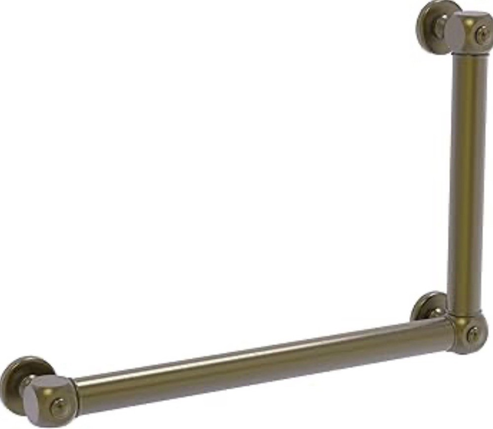 Allied Brass CU-GRSR1824-ABR Cube RH Grab Bar 18x24in Antique Brass Smooth 90°