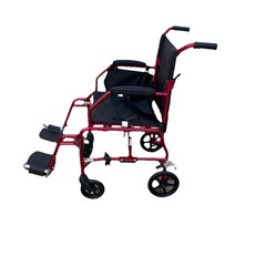 Medline Ultralight Transport Wheelchair , 300 lb – Red, MDS808200F2RC 19in.