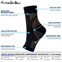 Pair Ankle Support Brace Compression Sleeve Plantar Foot Fasciitis Wrap Sports