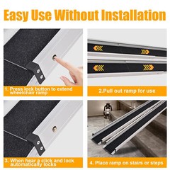 2 Pack Telescopic Aluminum Alloy Wheelchair Ramp 4/6/8 Ft Mobility Ramp 660 Lbs