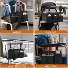 Wheelchair Side Bag, Armrest Accessories Storage with Reflective Stripe and C…