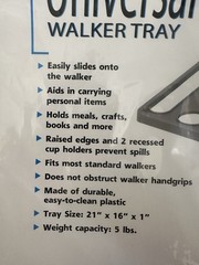 DMI Universal Walker Tray Gray Plastic 21 x 16 x 1 in 5 lb Cap 510-1083-0300