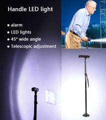 Retractable LED Walking Stick With Alarm Non-Slip Adjustable Safety Walking Cane