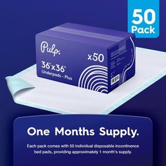 50x PULP 36×36 Incontinence Bed Pads – XL, Ultra Absorbent, Leak-Proof