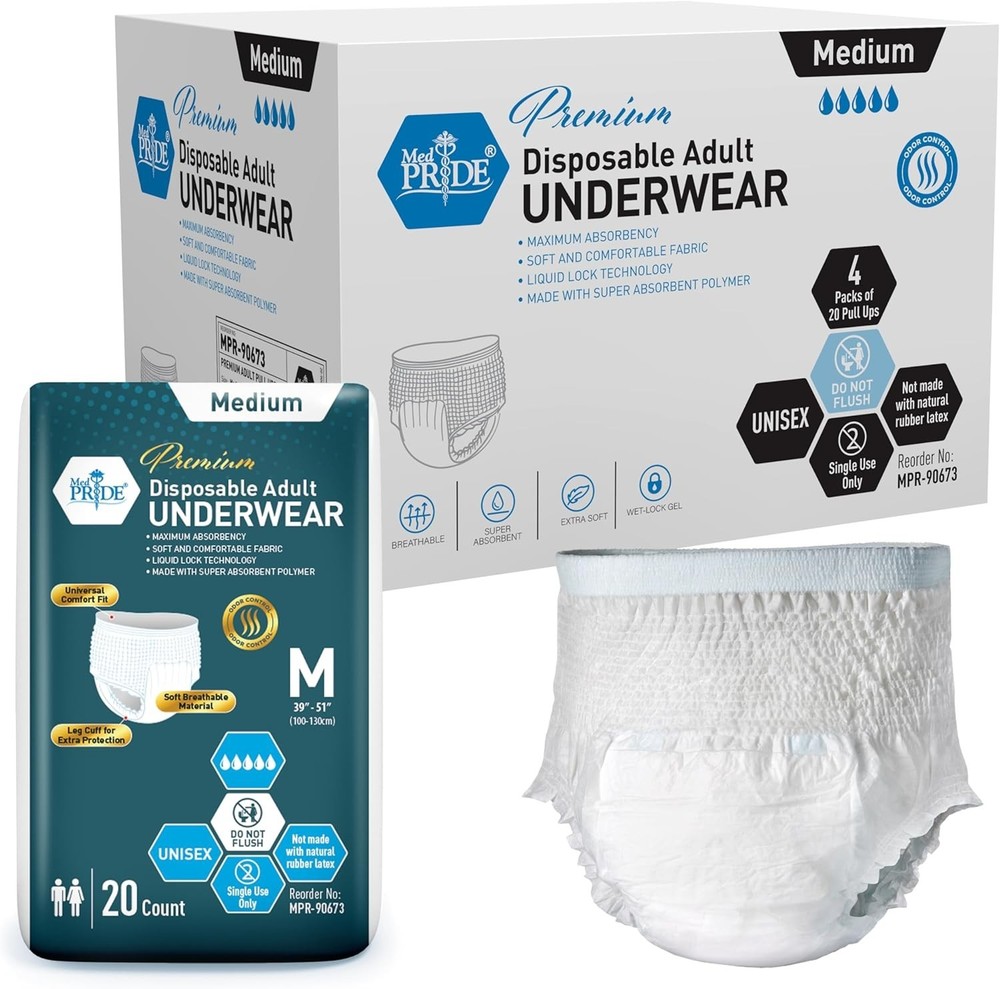 MED PRIDE Adult Underwear Max Absorbent Unisex Soft Comfort – Bulk Case