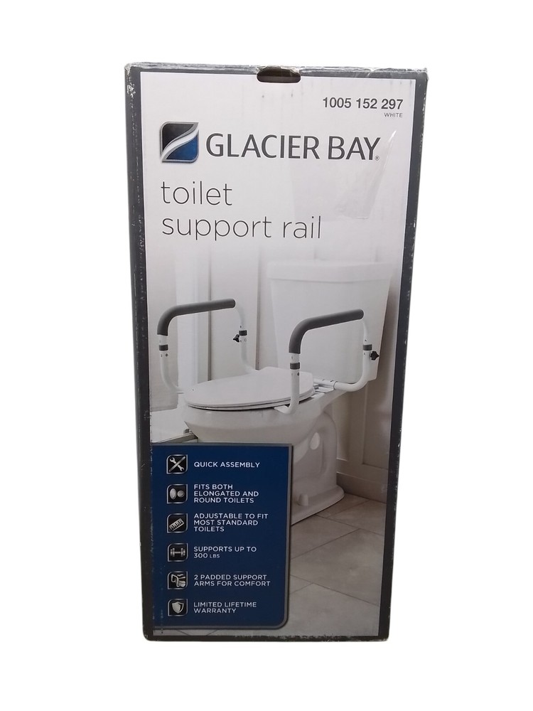 Glacier Bay FGB368GB THD Toilet Support Rail Adjustable Grab Bar OPEN BOX