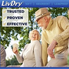 LivDry Incontinence Booster Pads, Use with Adult Diapers for Women Or Men, 20 CT